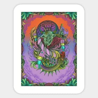 Goat Engraving Surrealism Artwork Sticker